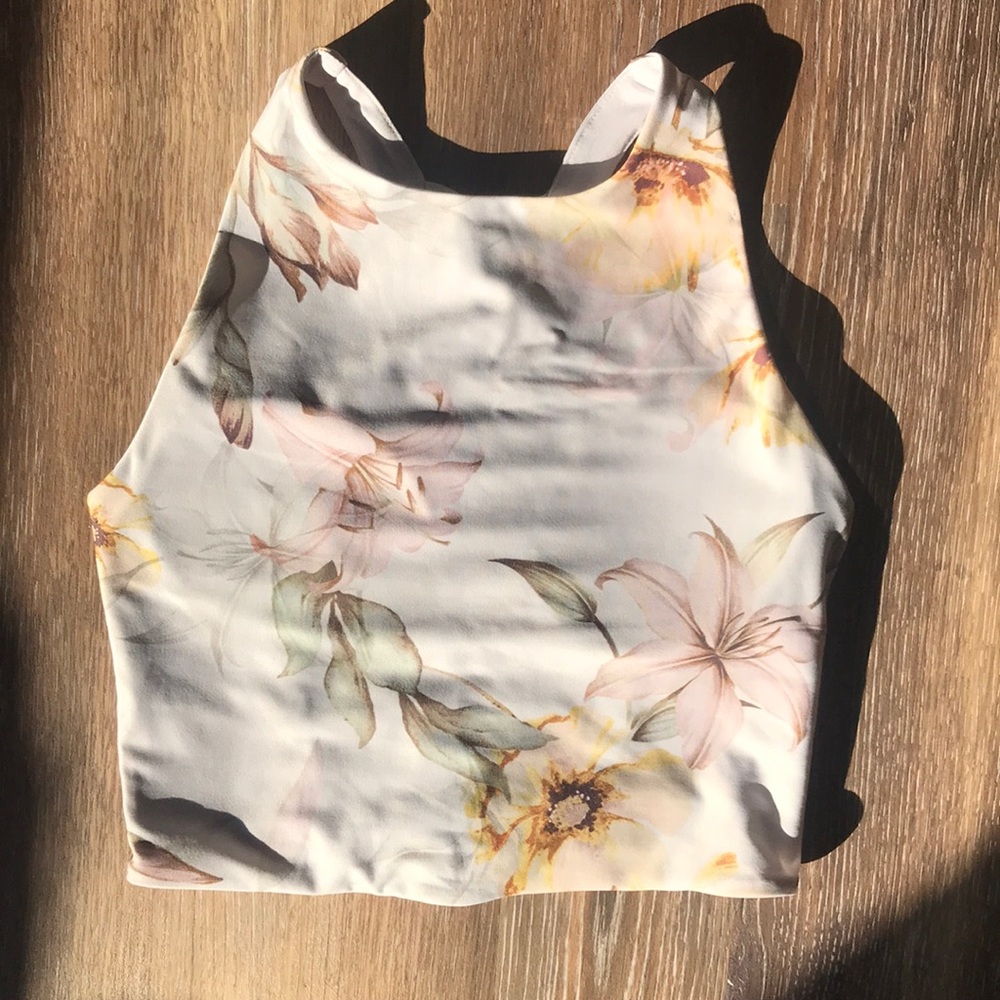 🚨SALE🚨 Floral Active Long Line Crop Strappy Back